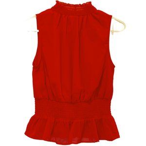 Japana Red Sleeveless Blouse (M)